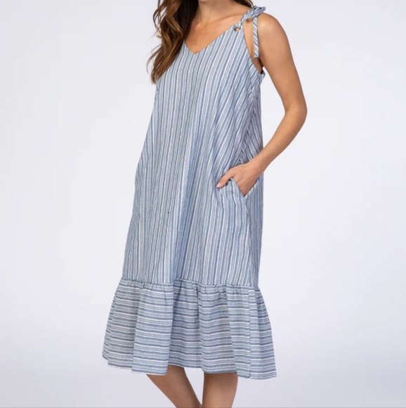 DOE & RAE Ruffle Hem Dress With Tie Straps ~ NWOT - Picture 4 of 16